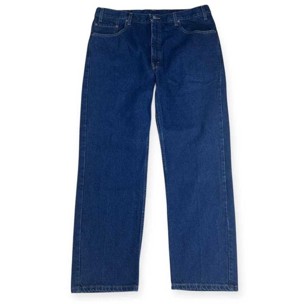 Vintage‎ 90s Levis 505 Dark Wash Regular Fit Straight Leg Denim Jeans 38x29